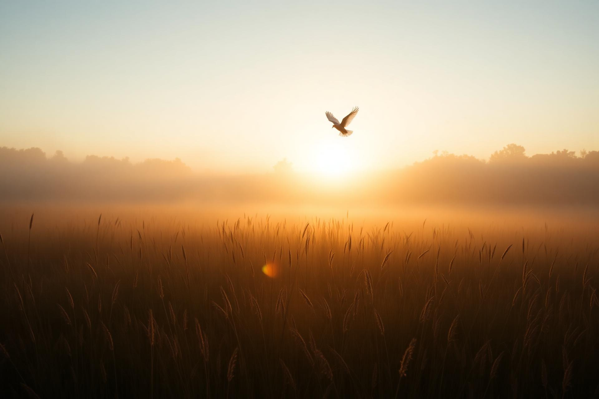 Sonnenaufgang auf einer Wiese